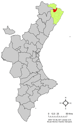 Localització de Canet lo Roig respecte del País Valencià.png