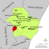 Localización de Segart respecto a la comarca del Campo de Morvedre