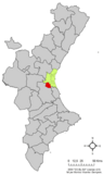 Localización de Picasent respecto a la Comunidad Valenciana