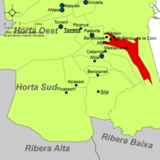 Localización de Alfafar respecto a la comarca de la Huerta Sur