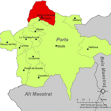 Localización de Zorita del Maestrazgo respecto a la comarca de Los Puertos