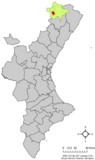 Localización de Cinctorres respecto a la Comunidad Valenciana