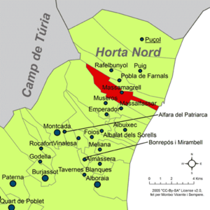 Localització de Massamagrell respecte de l'Horta Nord.png