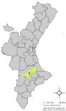 Localización de Agullente respecto al País Valenciano