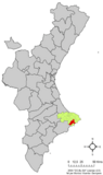 Localización de Benisa respecto a la Comunidad Valenciana