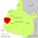 Localización de Villargordo del Cabriel respecto a la comarca de Requena-Utiel