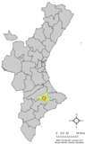 Localización de Benillup respecto a la Comunidad Valenciana
