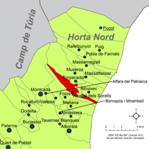 Localització d'Albalat dels Sorells respecte de l'Horta Nord.png