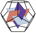 Las 12 esquinas de los rectángulos coinciden con los centros de las caras de un dodeacaedro.