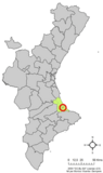 Localización de Rafelcofer respecto al País Valenciano