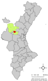 Localización de Chulilla respecto al País Valenciano