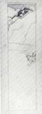 Figura 12. Dibujo de la Hardy House. El punto de vista tan bajo elegido para la perspectiva enfatiza la componente vertical de la composición, composición que nos recuerda a la de la pintura de Sesshu de la Figura 1.