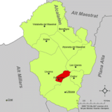Localización de Figueroles respecto a la comarca del Alcalatén
