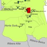 Localización de Paiporta respecto a la comarca de la Huerta Sur