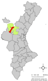 Localización de Chelva respecto al País Valenciano