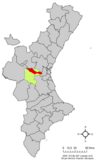 Localización de Chiva respecto a la Comunidad Valenciana