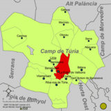Localización de Puebla de Vallbona respecto a la comarca del Campo de Turia