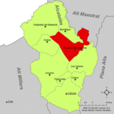 Localización de Adzaneta respecto a la comarca del Alcalatén