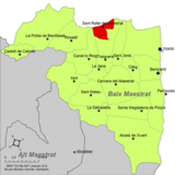 Localización de San Rafael del Río respecto a la comarca del Bajo Maestrazgo