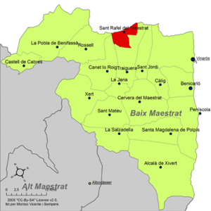 Localització de Sant Rafel del Maestrat respecte del Baix Maestrat.png