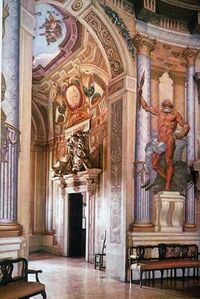 Interior de la Villa Capra, con frescos de Ludovico Dorigny .