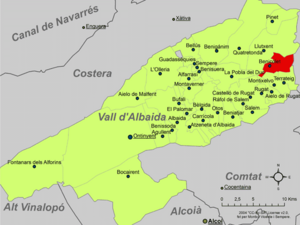 Localització de Benicolet respecte de la Vall d'Albaida.png