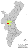 Localización de Yátova respecto al País Valenciano