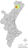 Localización de Benasal respecto a la Comunidad Valenciana