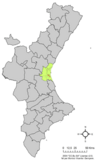 Localización de Masanasa respecto al País Valenciano