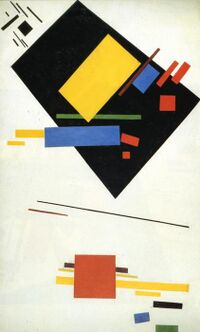 Composición suprematista de Malevich, estilo influenciador del constructivismo ruso.