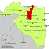 Localización de Traiguera respecto al Bajo Maestrazgo.