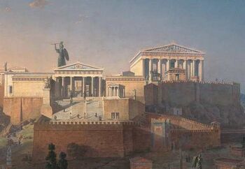 Representación de la Acrópolis de Atenas. Obra del arquitecto y pintor Leo von Klenze (detalle).
