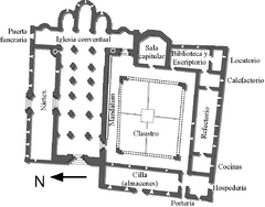 Planta del primitivo monasterio, tal como sería en el siglo XII