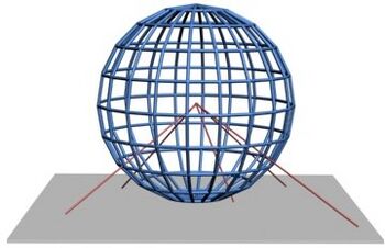 Esquema ilustrativo de una proyección azimutal gnomónica.