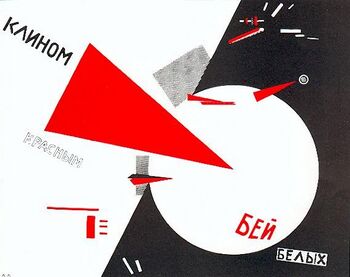 «Golpead a los blancos con la cuña roja», una litografía de 1919 obra de Lissitzky