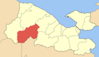 Mapa de localización de la municipalidad de Estinfalo (Δήμος Στυμφαλίας), en la prefectura de Corintia.