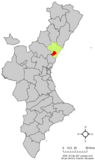 Localización de Vall de Uxó respecto a la Comunidad Valenciana