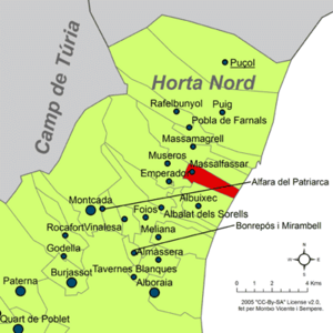 Localització de Massalfassar respecte de l'Horta Nord.png