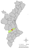 Localización de Montesa respecto a la Comunidad Valenciana