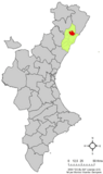 Localización de Villanueva de Alcolea respecto a la Comunidad Valenciana.