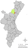 Localización de Fanzara respecto al País Valenciano