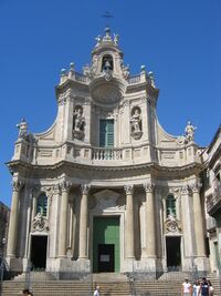 Sicilian Baroque. Iglesia de la "Collegiata" en Catania diseñada por Stefano Ittar aprox. 1768.