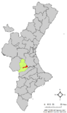 Localización de Chella respecto a la Comunidad Valenciana