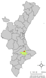 Localización de Beniarrés respecto a la Comunidad Valenciana