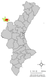 Localización de Ademuz respecto a la Comunidad Valenciana