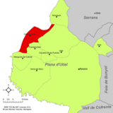 Localización de Camporrobles respecto a la comarca de Plana Utiel