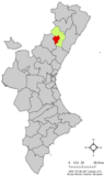 Localización de Lucena respecto a la Comunidad Valenciana