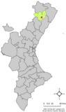 Localización de Villar de Canes respecto a la Comunidad Valenciana