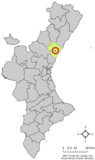 Localización de La Vilavella respecto al País Valenciano