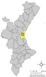 Localización de Mislata respecto a la Comunidad Valenciana.